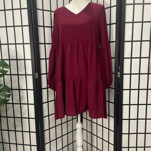 Elegant Burgundy Long Sleeve Dress
